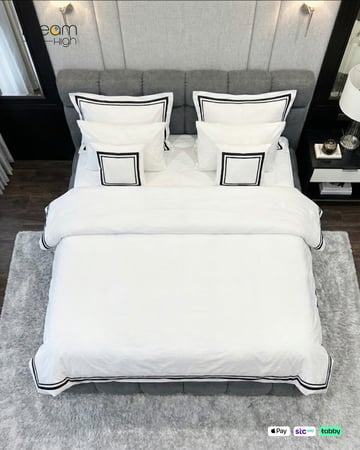 طقم ملكي فندقي فيكتوريا مع حواف - 9 قطع - 200x200 سم - أسود