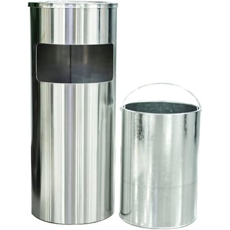 دريم هاي سلة مهملات دائرية مع منفضة سجائر - 17 لتر - فضي