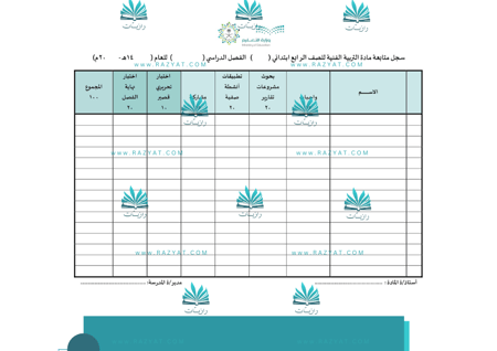 سجل متابعة درجات التربية الفنية