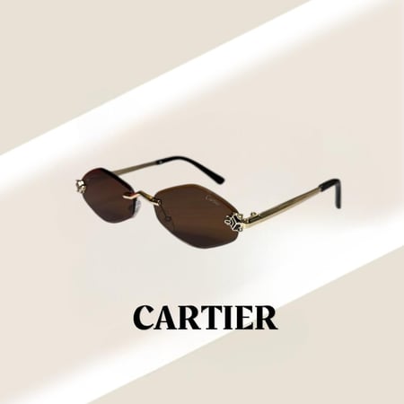 نظارة كارتير بعدسة هندسية بدون إطار باللون البني