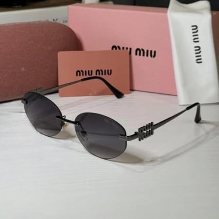 نظارة ميو ميو بدون إطار باللون الفضي