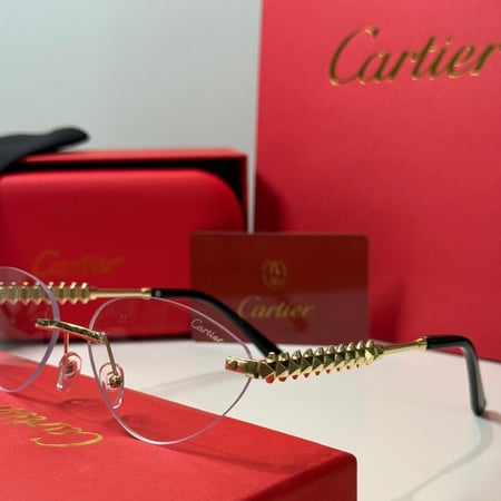 نظارة كارتير باللون الذهبي بدون إطار بعدسة شفافة