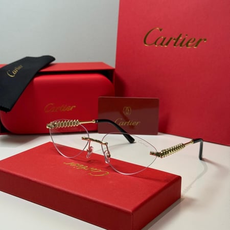 نظارة كارتير باللون الذهبي بدون إطار بعدسة شفافة