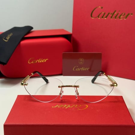 نظارة كارتير باللون الذهبي بدون إطار بعدسة شفافة