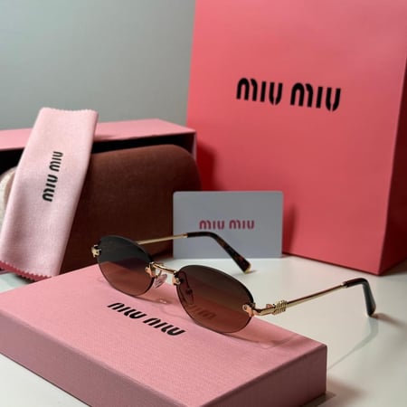 نظارة ميو ميو بدون إطار عدسة بيضاوية بنية