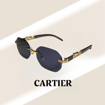 نظارة كارتير بدون إطار بذراع خشبي