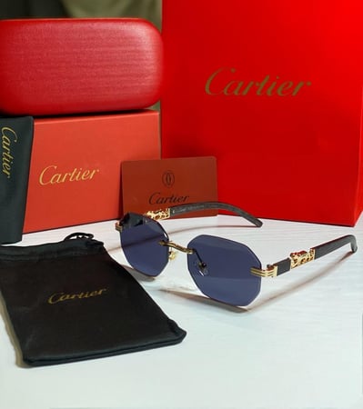 نظارة كارتير بدون إطار بذراع خشبي