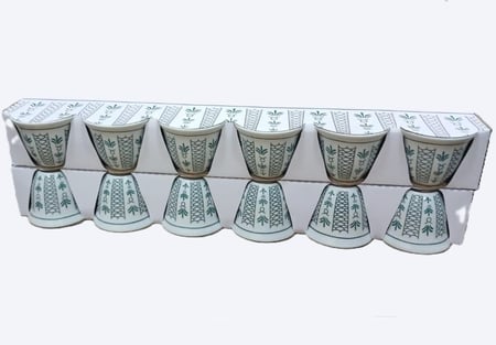 فناجيل قهوة البادية نقشة بدوي عدة الوان عدد 6 حبات