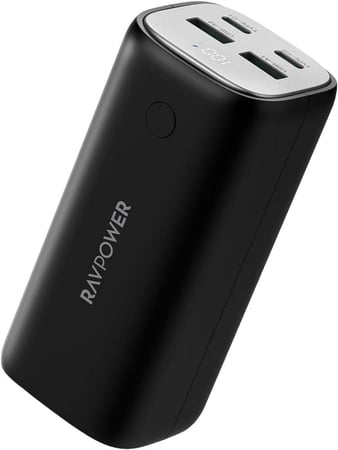 بطارية راف باور بسعة 14000 ملي امبير بقوة 30 واط بمنفذين تايب سي بي دي ومنفذ يو اس بي - اسود
