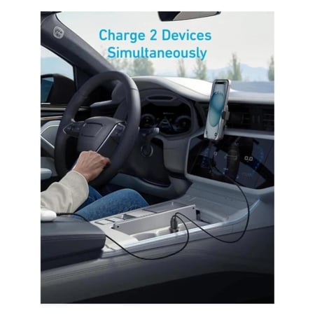 انكر - فيش سيارة بقوة 30 واط بمنفذ تايب سي و منفذ يو اس بي