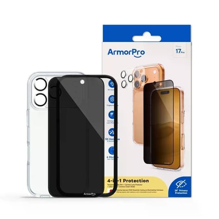أرمر برو - بكج 4 في 1 حماية متكاملة أيفون 17 PRO MAX - لقافة