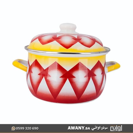 طقم قدور تراثي بنقش أحمر