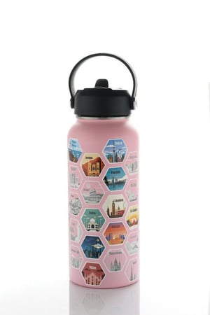 مق بثيم مدن العالم  - لون وردي 950 مل