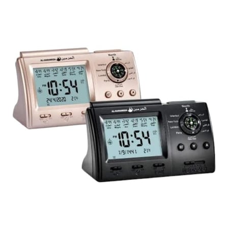 ساعة الحرمين الاسلامية HA-3005 بالبوصلة - أسود