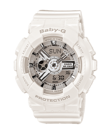 ساعة نسائية كاسيو بيبي جي أبيض BA-110-7A3DR