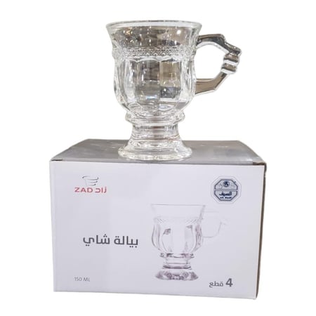 طقم كاسات شاي زجاج 4 قطعة - 150مل