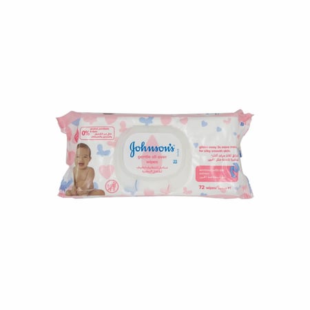 مناديل جونسون لتنظيف لطيف لكامل البشرة 72 منديل
