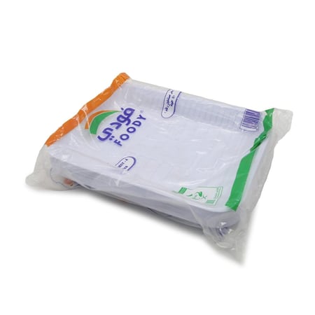 صحون بلاستيك مستطيل رقم 4 فودي 50حبة