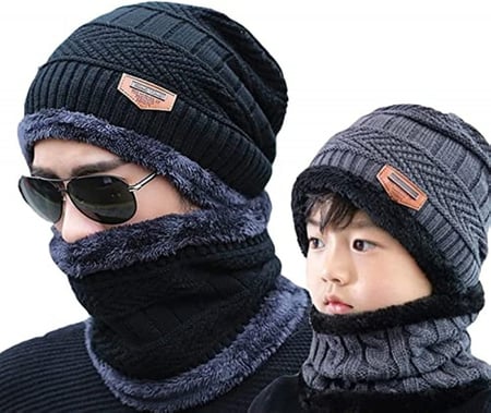 طقم شتوي قطعتين قبعة ووشاح للرقبة