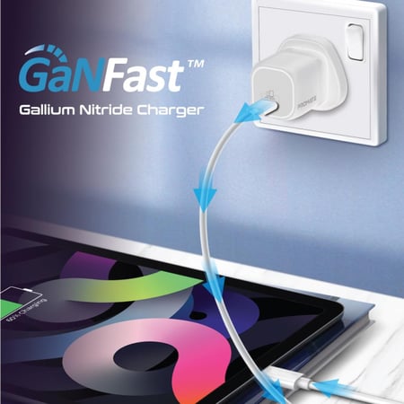 شاحن حائط صغير الحجم بتقنية GaNFast مع منفذ توصيل طاقة تايب سي، PowerPort-25 من بروميت