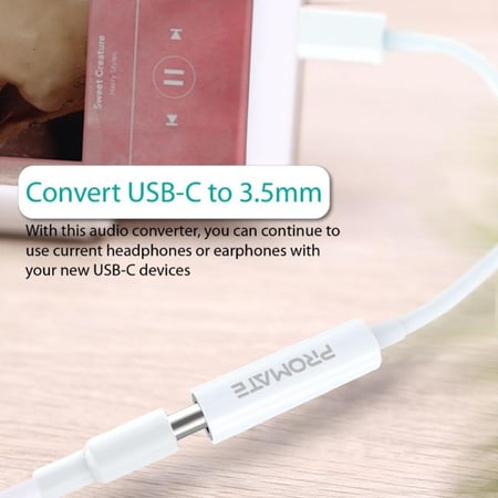 محول USB-C™ إلى مقبس سماعة رأس- Promate AUXLink-C