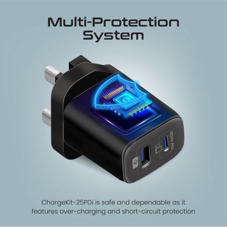 مجموعة محول وكابل USB-C™مع شاحن AC ثنائي ا  ChargeKit-25PDi