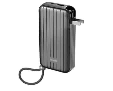 باور بانك WiWU Trunk  بسعة 10000mAh،  مثالي للسفر، مزود بقابس عالمي وكابلات مدمجة للهواتف.