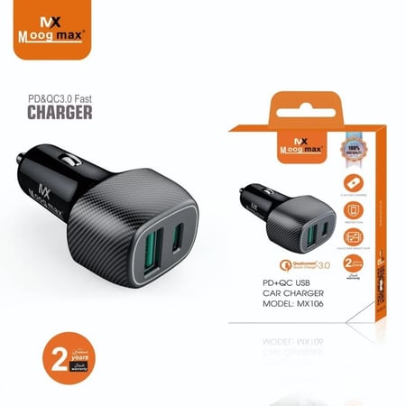 شاحن سيارة بي دي 36 واط ماركة موج ماكس ضمان سنتين