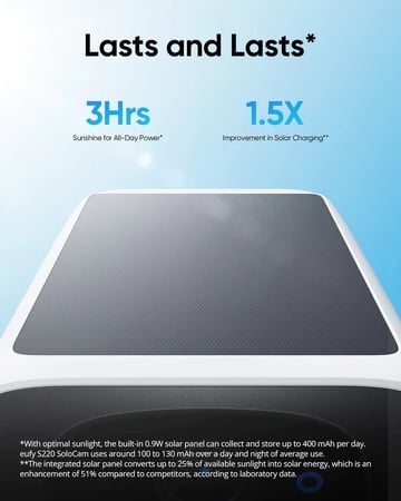 يوفي - S220 SoloCam كاميرا أمان منزلية بدقة 2K، واي فاي 2.4 جيجا هرتز، تعمل بالطاقة الشمسية للاستخدام الخارجي