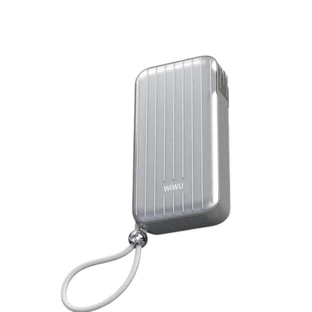 باور بانك WiWU Trunk  بسعة 10000mAh،  مثالي للسفر، مزود بقابس عالمي وكابلات مدمجة للهواتف.
