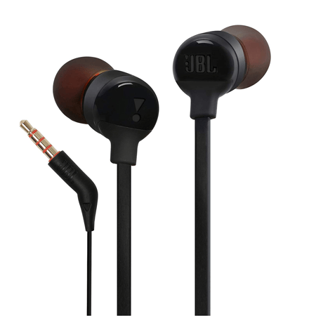 سماعة أذن سلك مع مايكروفون JBL Tune 110 اللون أسود