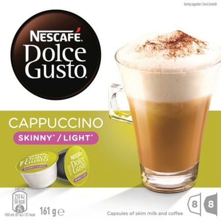 كبسولات كبتشينو سكيني لايت دولشي نسكافيه 161.6جرام*16كبسوله  Nescafe Dolce Gusto Skinny Light Cappuccino Capsules