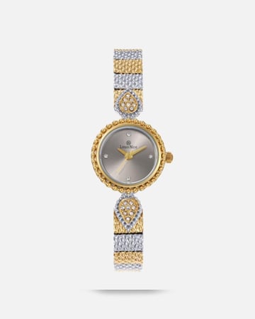 ساعة نسائية ستيل مينا رمادي سير فضي ذهبي