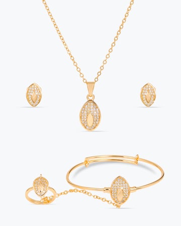 طقم مجوهرات أطفال بتصميم قطرة الندى بلمعة الألماس