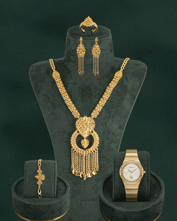 طقم ذهبي متكامل مع ساعة للإهداء الراقي من خاتون®