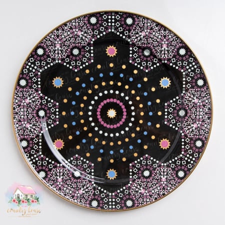 0317 صحن معدني أسود مزخرف