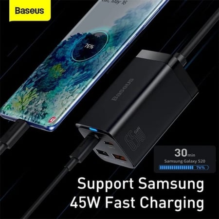 منصة شحن شاحن متعدد المنافذ عدد 4 بقدرة اجمالية 65 واط