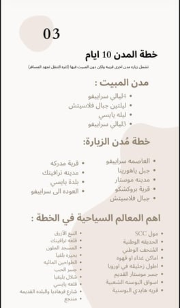 جدول سياحي للبوسنه والهرسك