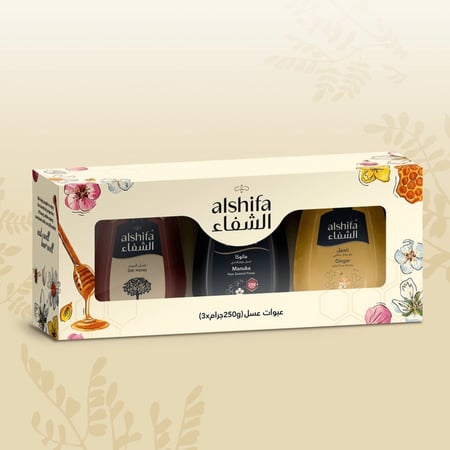 المجموعة المميزة 3 عبوات 250 جرام (عسل السدر الجبلي، عسل مانوكا النيوزلندي، عسل الزنجبيل)