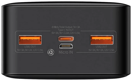 بطارية محمولة سعة 30000 تدعم الشحن السريع 20 واط - أسود - Baseus