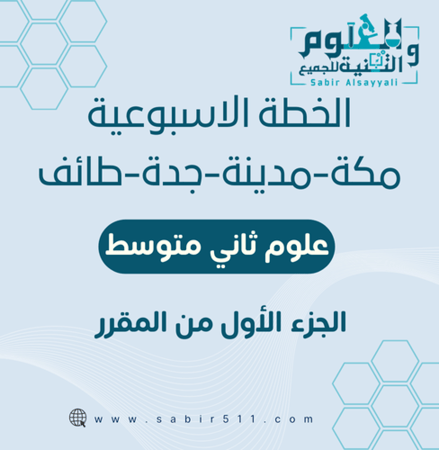 الخطة الأسبوعية الصف الثاني متوسط الجزء الاول من المقرر