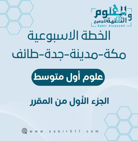 الخطة الأسبوعية الصف الأول متوسط الجزء الأول من المقرر