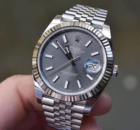 ساعة رولكس رجالي ستانلس ستيل رمادي غامق