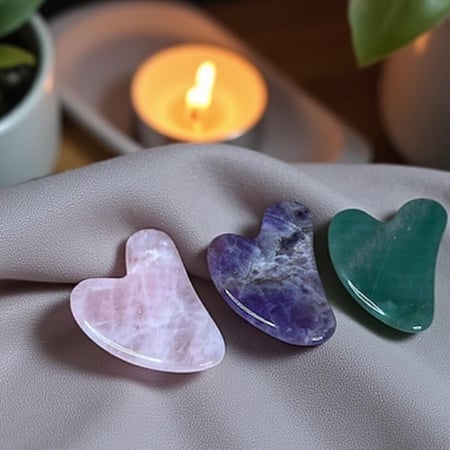 أداة جواشا من حجر الكوارتز الوردي للعناية بالبشرة وشدها