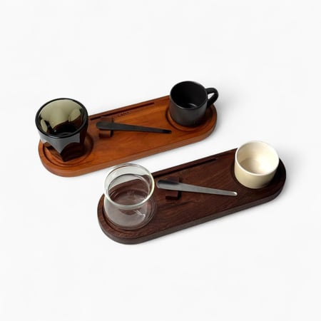 صينية تقديم إسبريسو خشب طبيعي بتصميم أنيق