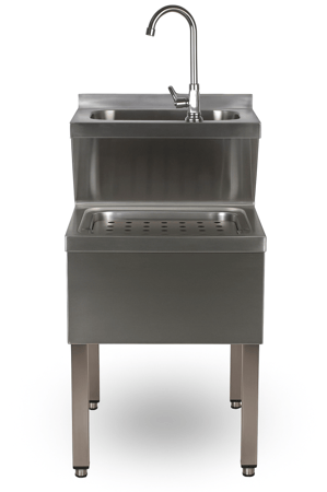 حوض غسيل يدوي استانلس ستيل للمطابخ والمطاعم – مع خلاط ماء