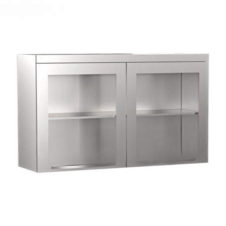 خزانة جدارية ستانلس ستيل ببابين وواجهة أكرليك  - عرض متر