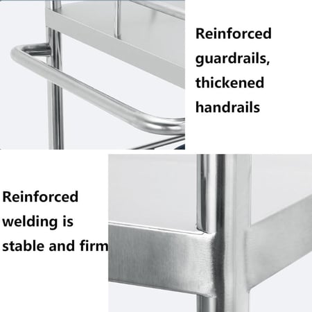 عربة طبية مستطيلة من الستانلس ستيل مع درجين ورفين