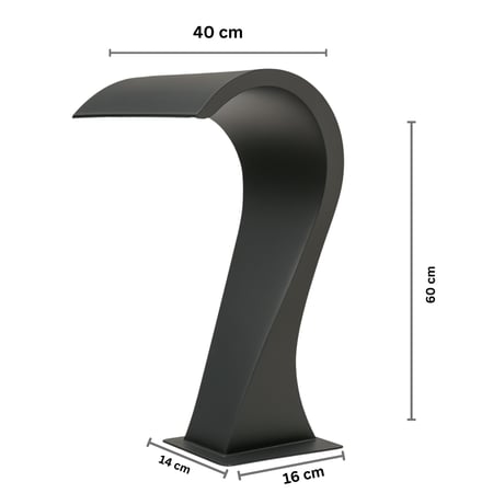 مصب شلال مسبح كوبرا من استنلس ستيل 304 باللون الأسود – تصميم عصري للمسابح والحدائق