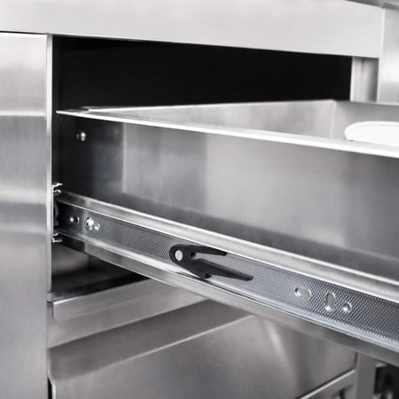 طاولة تحضير ستانلس ستيل 270 سم مع خزائن وأدراج – جودة عالية للمطابخ